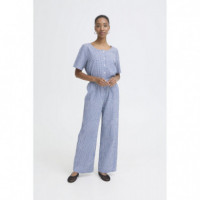 Pantalones mujer Pantalones ICHI Jilma Sodalite Blue / White Check