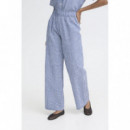 Pantalones mujer Pantalones ICHI Jilma Sodalite Blue / White Check