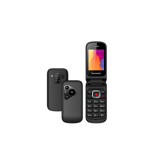 SUNSTECH Telefono Movil CELT19 Negro Dual Sim Teclas Grandes Boton SOS,Camara