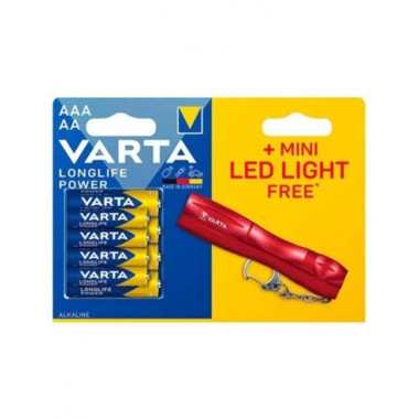 VARTA Pack de 4 Pilas AA LR06 y 4 Pilas AAA LR03 + Mini Linterna Led
