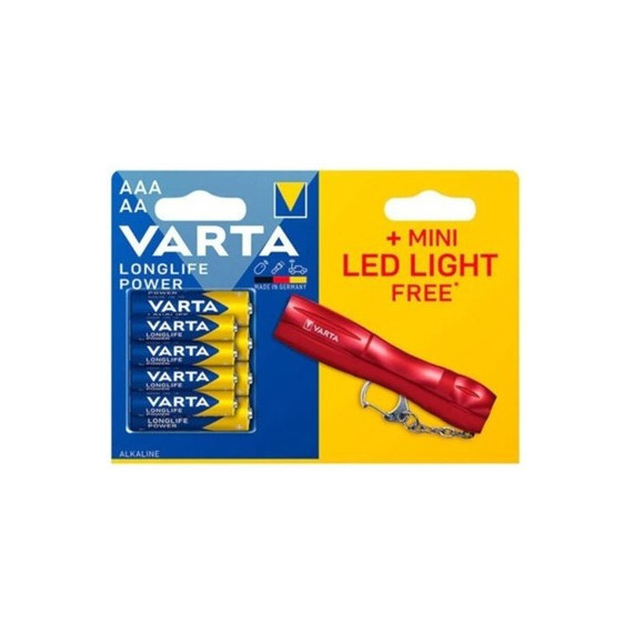 VARTA Pack de 4 Pilas AA LR06 y 4 Pilas AAA LR03 + Mini Linterna Led