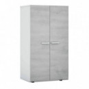 ZAPATERO-ARMARIO 2P 6 BALDAS 103X55X36CM BLANCO/CEMENTO MOMI