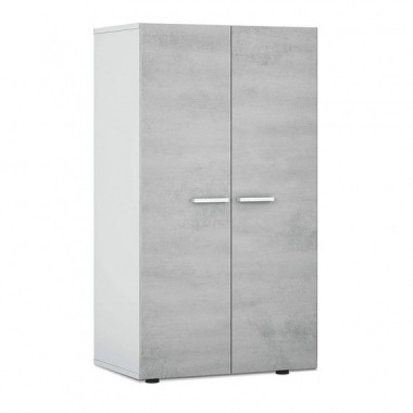 ZAPATERO-ARMARIO 2P 6 BALDAS 103X55X36CM BLANCO/CEMENTO MOMI