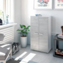 ZAPATERO-ARMARIO 2P 6 BALDAS 103X55X36CM BLANCO/CEMENTO MOMI