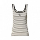 Camiseta de tirantes de cuello abierto de canalé