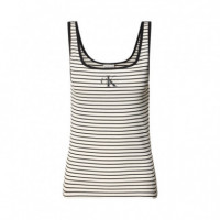 Camiseta de tirantes de cuello abierto de canalé