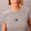 Camiseta slim de canalé a rayas