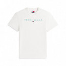 Camiseta de punto con logo lineal bordado