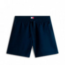 Pantalón corto amplio con lino y logo