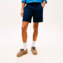 Pantalón corto amplio con lino y logo