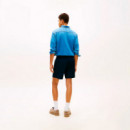 Pantalón corto amplio con lino y logo