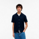 Camisa de manga corta en mezcla de lino