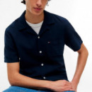 Camisa de manga corta en mezcla de lino