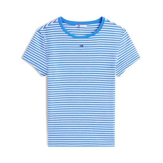 Camiseta acanalada slim de cuello redondo