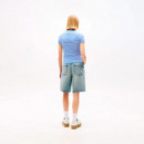 Camiseta acanalada slim de cuello redondo