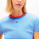 Camiseta acanalada slim de cuello redondo