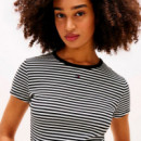 Camiseta acanalada slim de cuello redondo