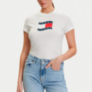 Camiseta de punto slim con logo ondulante