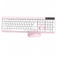 ONE+ Combo Teclado + Raton Inalambrico NG6029 Rosa