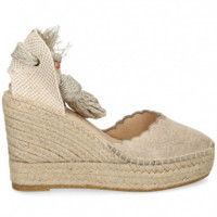 ALPARGATA CUÑA YUTE VOLANTES BEIGE