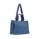 Bolso tote grande de denim con estampado animal