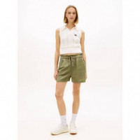 TJW ESSENTIAL LINEN SHORTS BAY LEAF