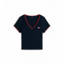 TJW SLIM BADGE V-NECK TEE DARK NIGHT NAV