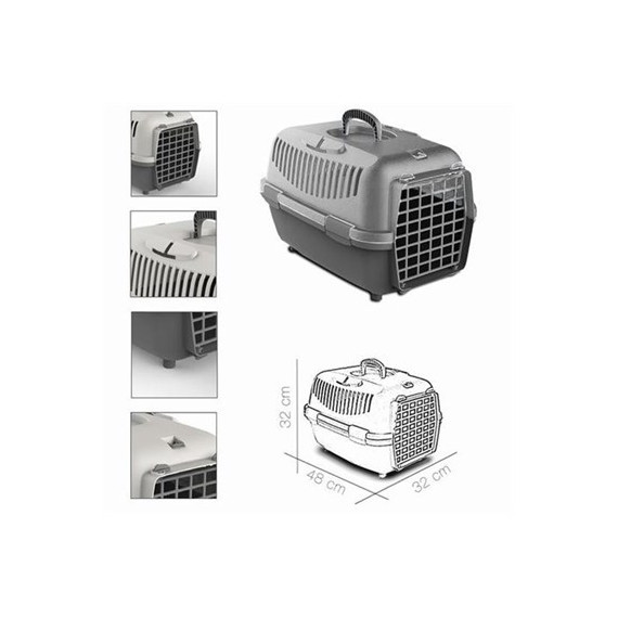 601561 TRANSPORTIN MASCOTAS GRIS CLARO 48X32X32CM