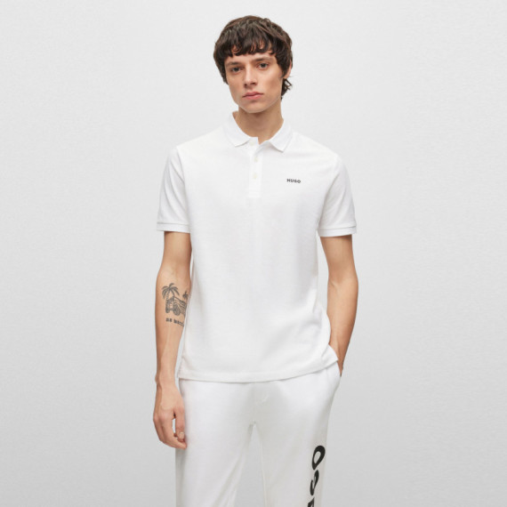 HUGO Polo de Piqué de Algodón Blanco 50466182-120