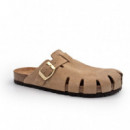 Nature Feet Sandalias Beige 7506-BEIGE HEBILLA BRONCE