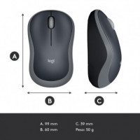 Raton LOGITECH Wireless Optical M185 Negro-gris P