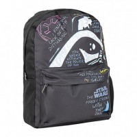 MOCHILA STAR WARS FRASES ICONICAS NEGRA