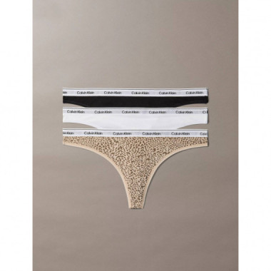 THONG 3PK BLACK/ CLASSIC WHITE/ ANIMAL M