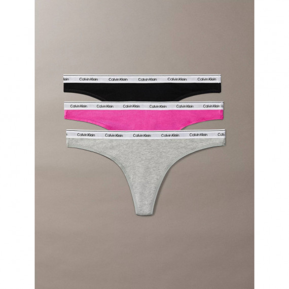 THONG 3PK BLACK/GREY HEATHER/ STUNNING O