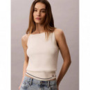 SL SLIM WOVEN LABEL CABLE TANK TOFU