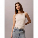 SL SLIM WOVEN LABEL CABLE TANK TOFU