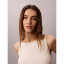 SL SLIM WOVEN LABEL CABLE TANK TOFU