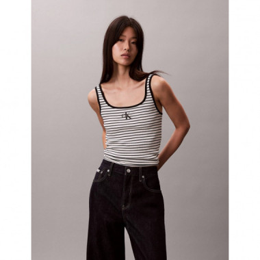 STRIPED MONOLOGO SCOOP NK RIB TA BLACK S