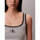 STRIPED MONOLOGO SCOOP NK RIB TA BLACK S