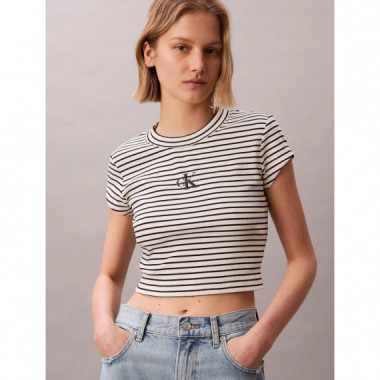 STRIPED MONOLOGO BABY RIB TEE CSW25S K00