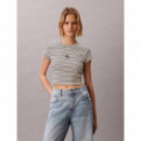 STRIPED MONOLOGO BABY RIB TEE CSW25S K00