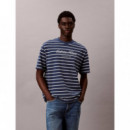 SS STRIPE CASUAL PIQUE CALVIN TE DARK DE