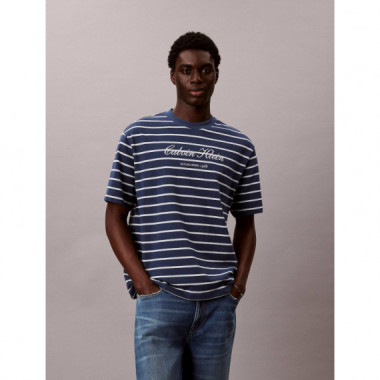 SS STRIPE CASUAL PIQUE CALVIN TE DARK DE