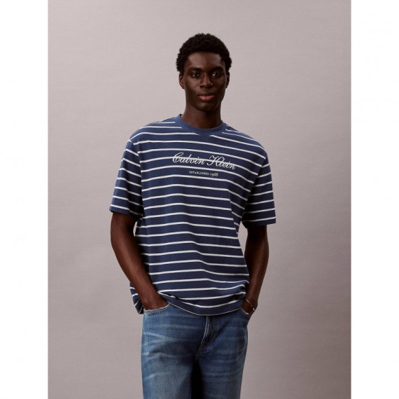 SS STRIPE CASUAL PIQUE CALVIN TE DARK DE