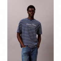 SS STRIPE CASUAL PIQUE CALVIN TE DARK DE