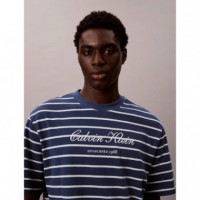 SS STRIPE CASUAL PIQUE CALVIN TE DARK DE