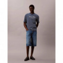 SS STRIPE CASUAL PIQUE CALVIN TE DARK DE