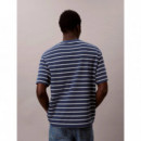 SS STRIPE CASUAL PIQUE CALVIN TE DARK DE