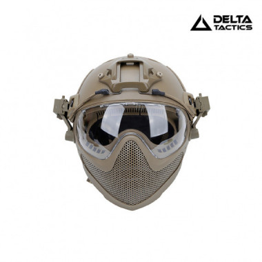 Casco Tipo Fast con Mascara Tan DELTA TACTICS