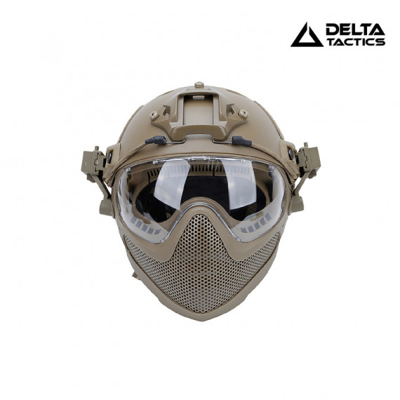 Casco Tipo Fast con Mascara Tan DELTA TACTICS